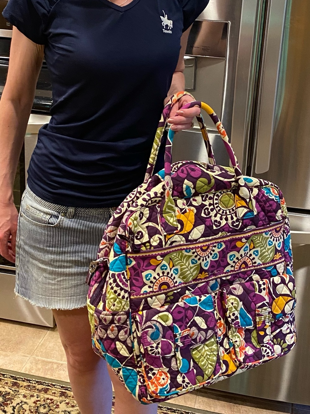 Vera Bradley Plum Crazy Quilted Travel Bag Shoulder Strap Weekender SMELLS MUSTY - Picture 17 of 17